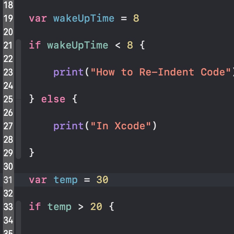Hot Key to re-indent code in Xcode