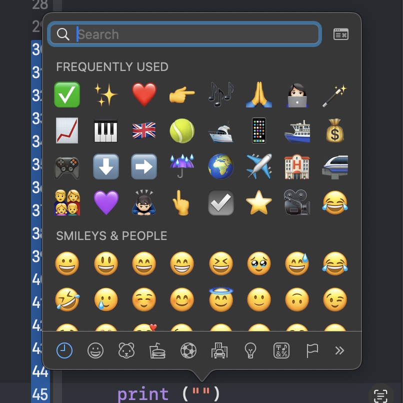 Hot Key combination to open an Emoji Pop Up in Xcode